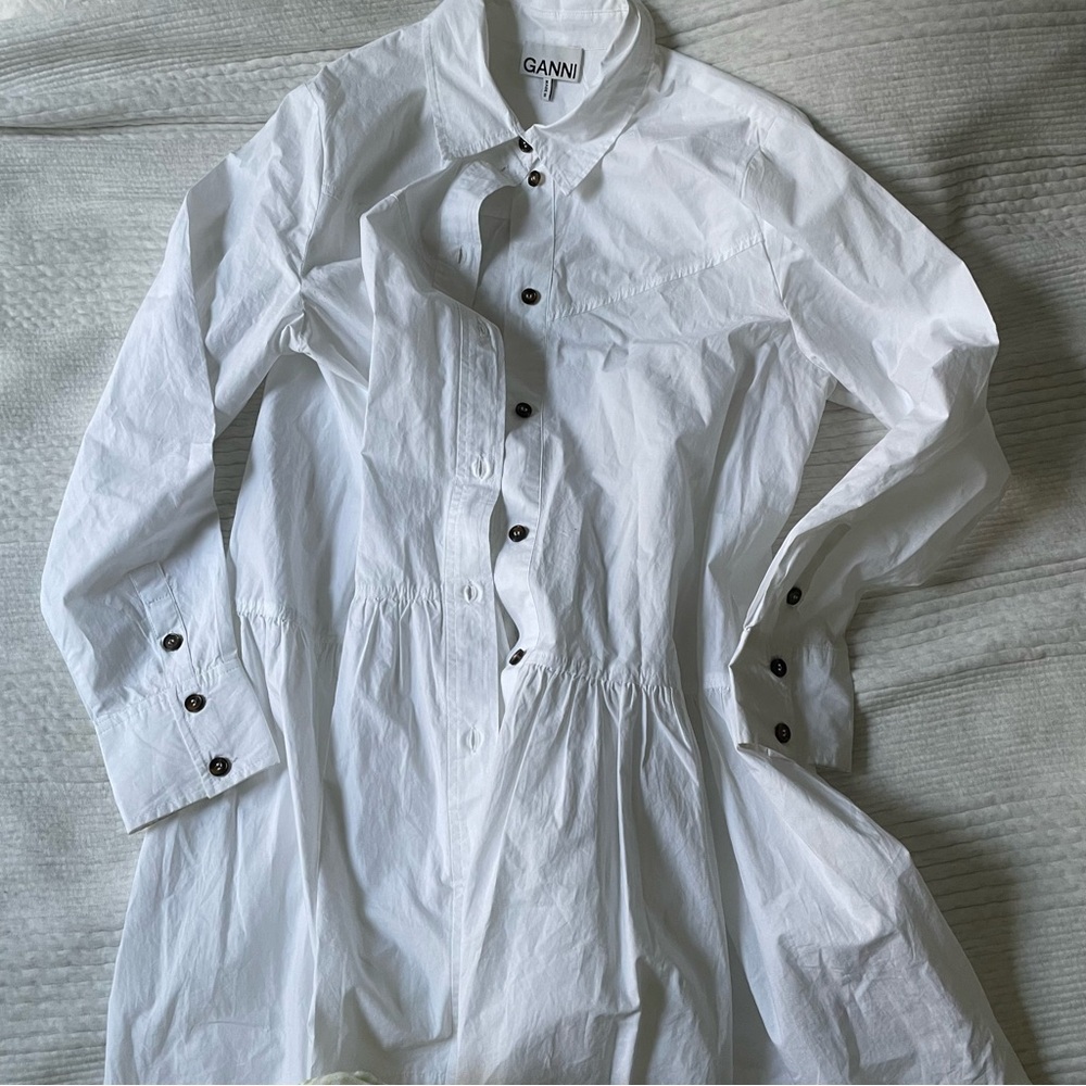 GANNI Cotton Poplin Mini Dress
